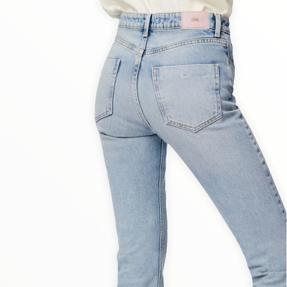 ZARA Z1975 Light Blue High Rise Slim Fit Jeans NWT Size 0 - Picture 9 of 11